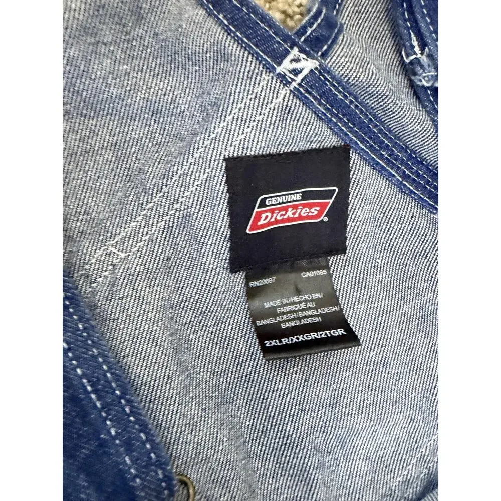 Dickies Bib Overalls Mens 2XL Blue Denim Jean Carpenter Utility Workwear - Picture 9 of 12